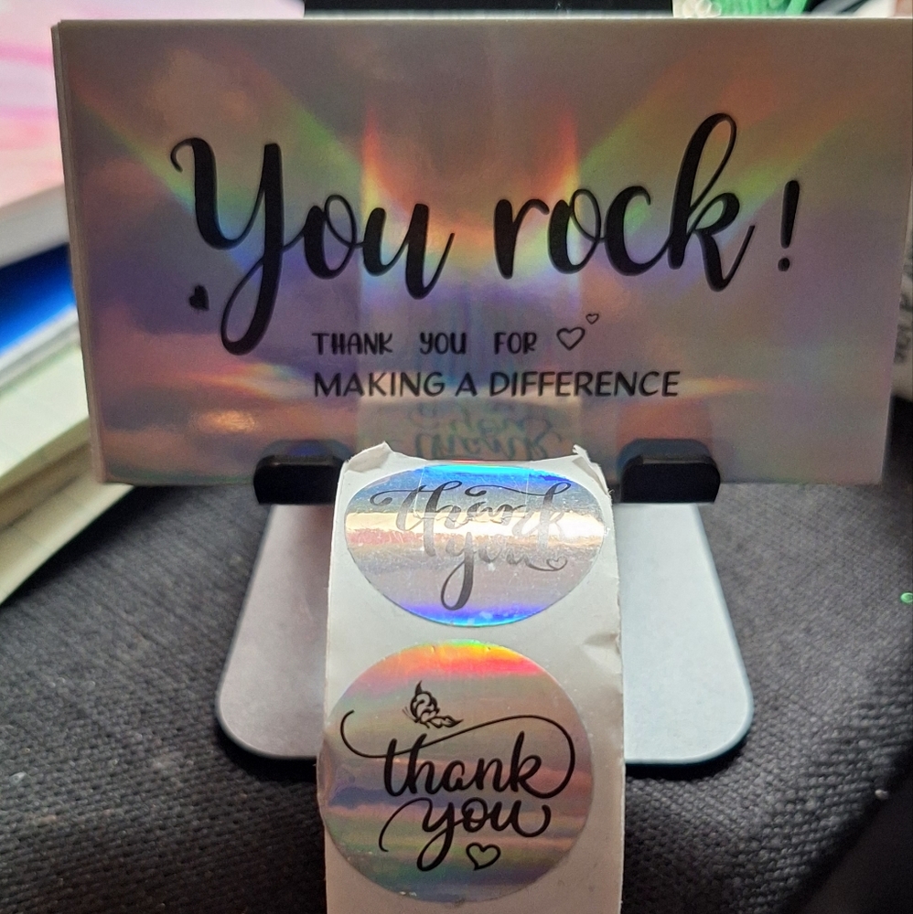 NWT - 550ct. - 50 Halographic Thank You Cards And 500 Thank You Stickers - Picture 5 of 5